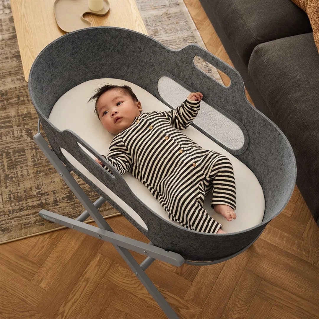 SnuzBaskit Moses Basket   Stand Set - Dove Grey/Dark Grey