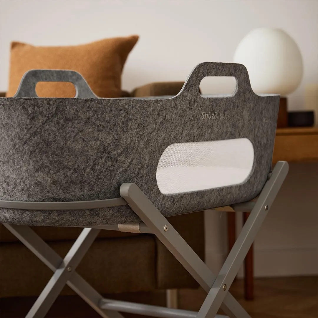 SnuzBaskit Moses Basket   Stand Set - Dove Grey/Dark Grey
