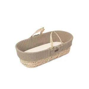 The Little Green Sheep Natural Knitted Moses Basket   Mattress - Truffle