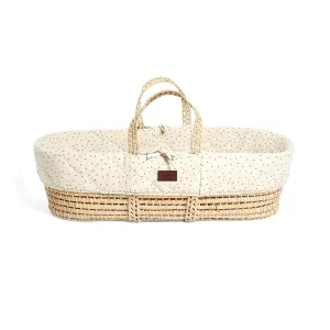 The Little Green Sheep Natural Quilted Moses Basket   Mattress - Linen Rice