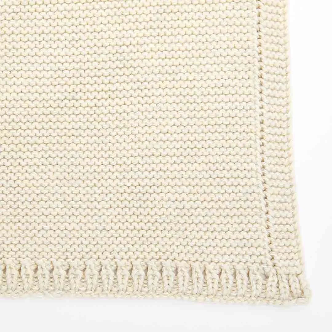 The Little Green Sheep Organic Knitted Cellular Baby Blanket - Linen