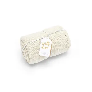 The Little Green Sheep Organic Knitted Cellular Baby Blanket - Linen