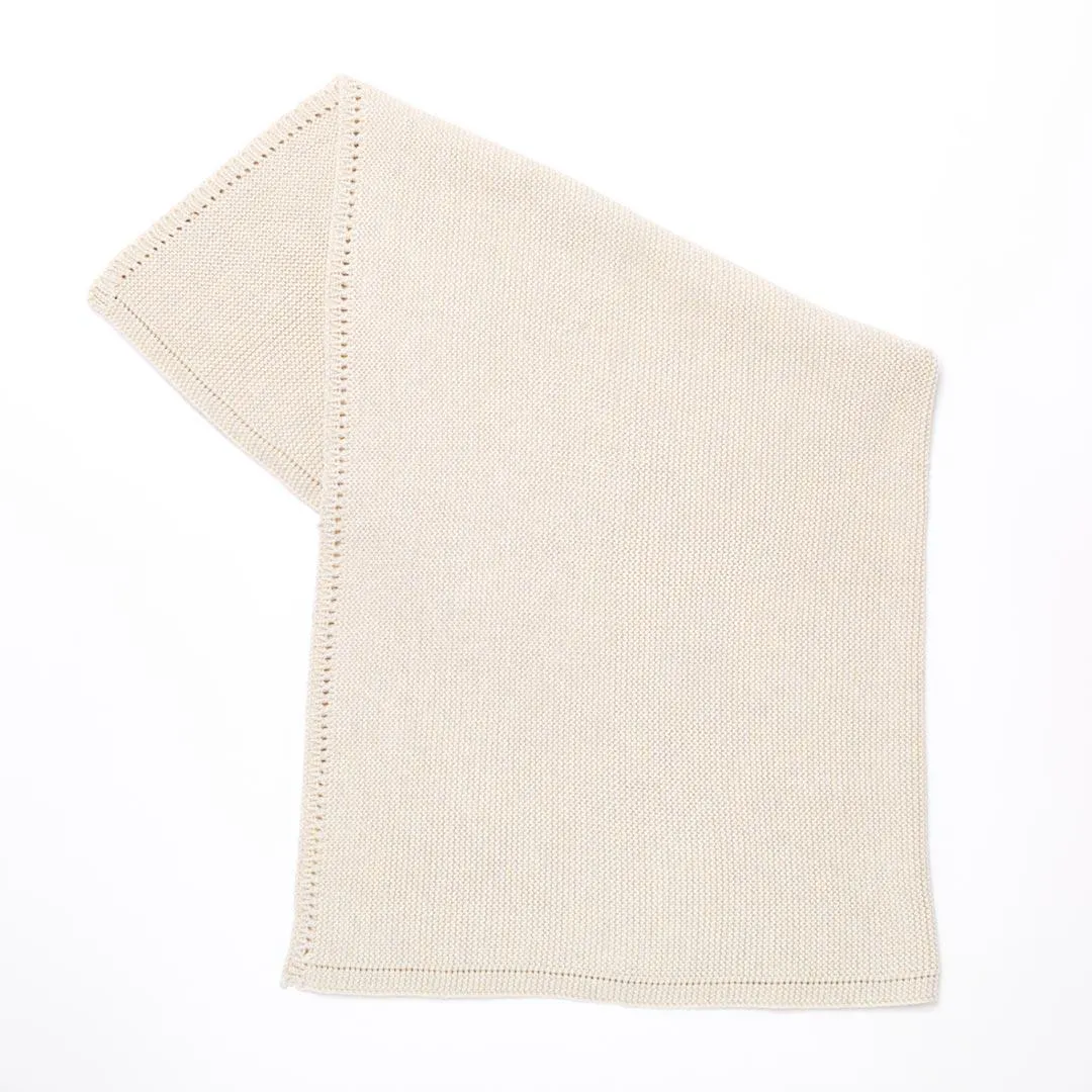 The Little Green Sheep Organic Knitted Cellular Baby Blanket - Linen