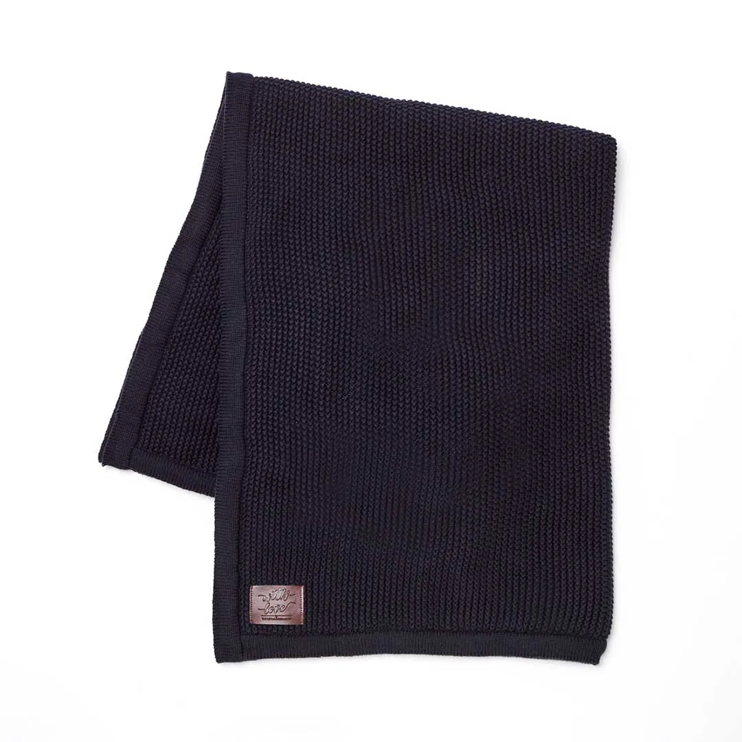 The Little Green Sheep Organic Knitted Fleece Baby Blanket - Midnight