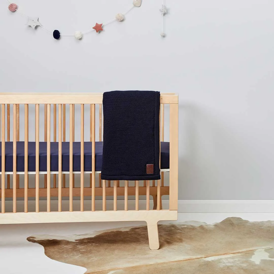 The Little Green Sheep Organic Knitted Fleece Baby Blanket - Midnight