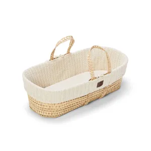 The Little Green Sheep Organic Knitted Moses Basket & Mattress - Linen