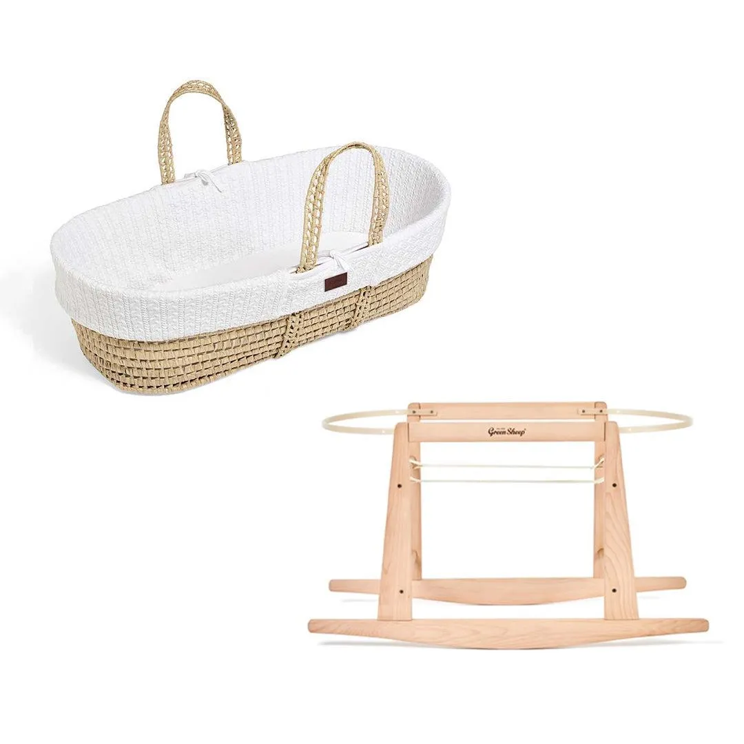 The Little Green Sheep Organic Knitted Moses Basket   Rocking Stand