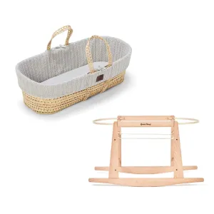 The Little Green Sheep Organic Knitted Moses Basket   Rocking Stand