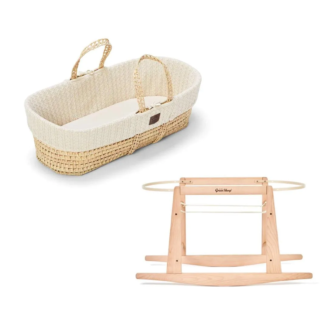 The Little Green Sheep Organic Knitted Moses Basket   Rocking Stand