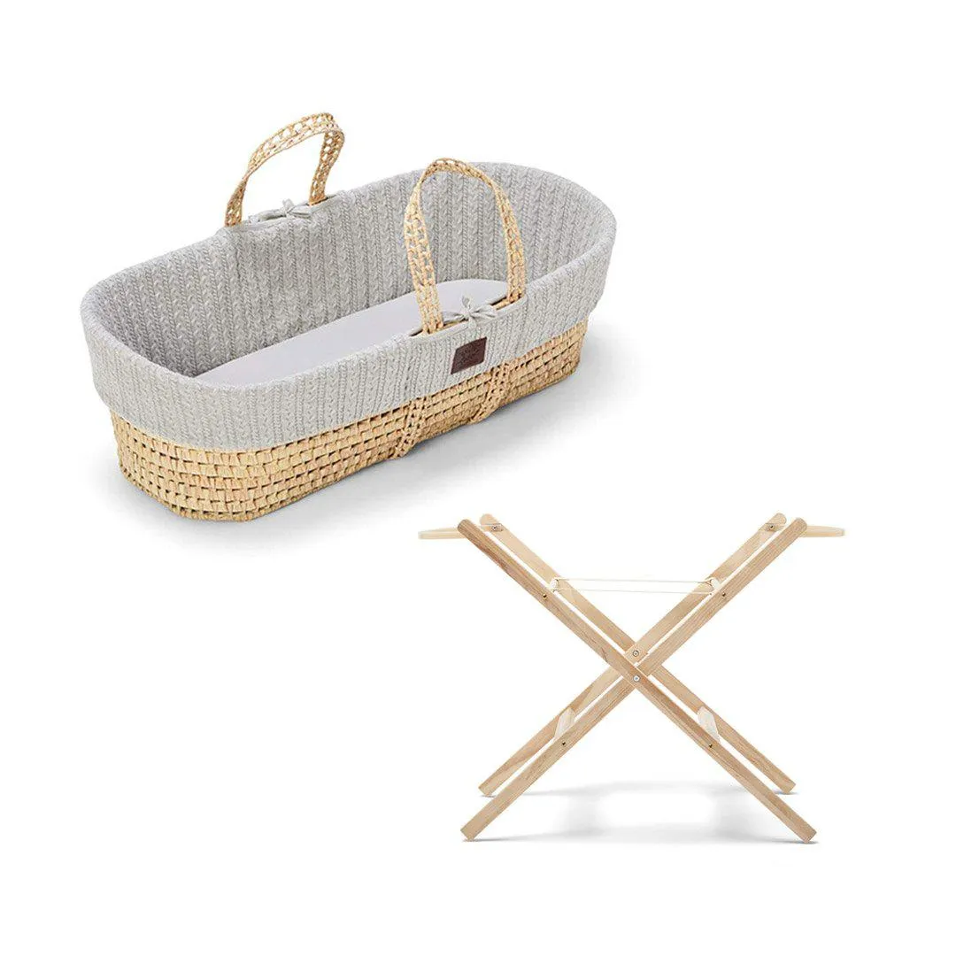 The Little Green Sheep Organic Knitted Moses Basket   Stand Bundle