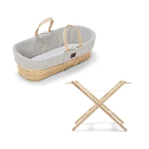 The Little Green Sheep Organic Knitted Moses Basket   Stand Bundle