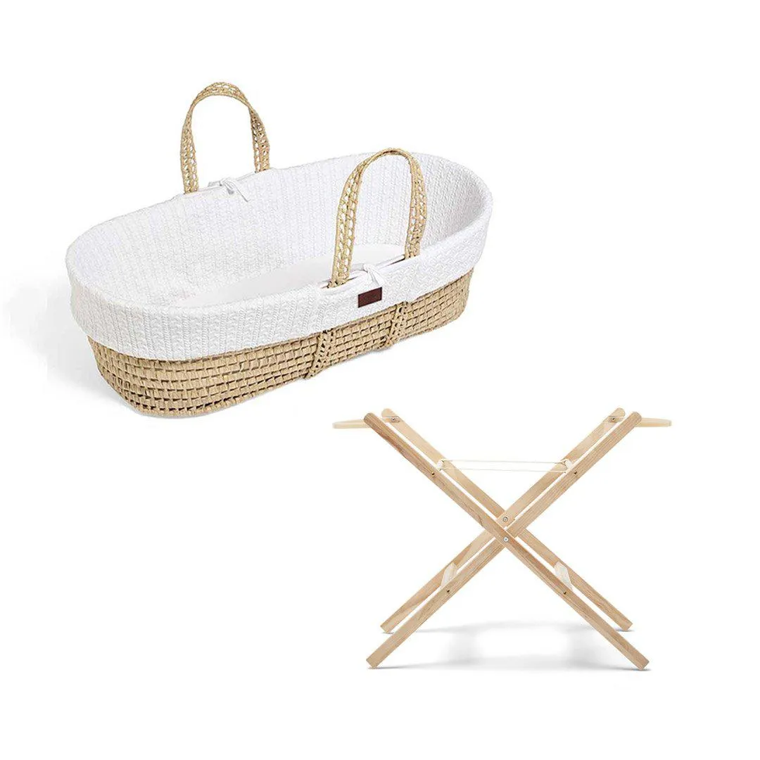 The Little Green Sheep Organic Knitted Moses Basket   Stand Bundle