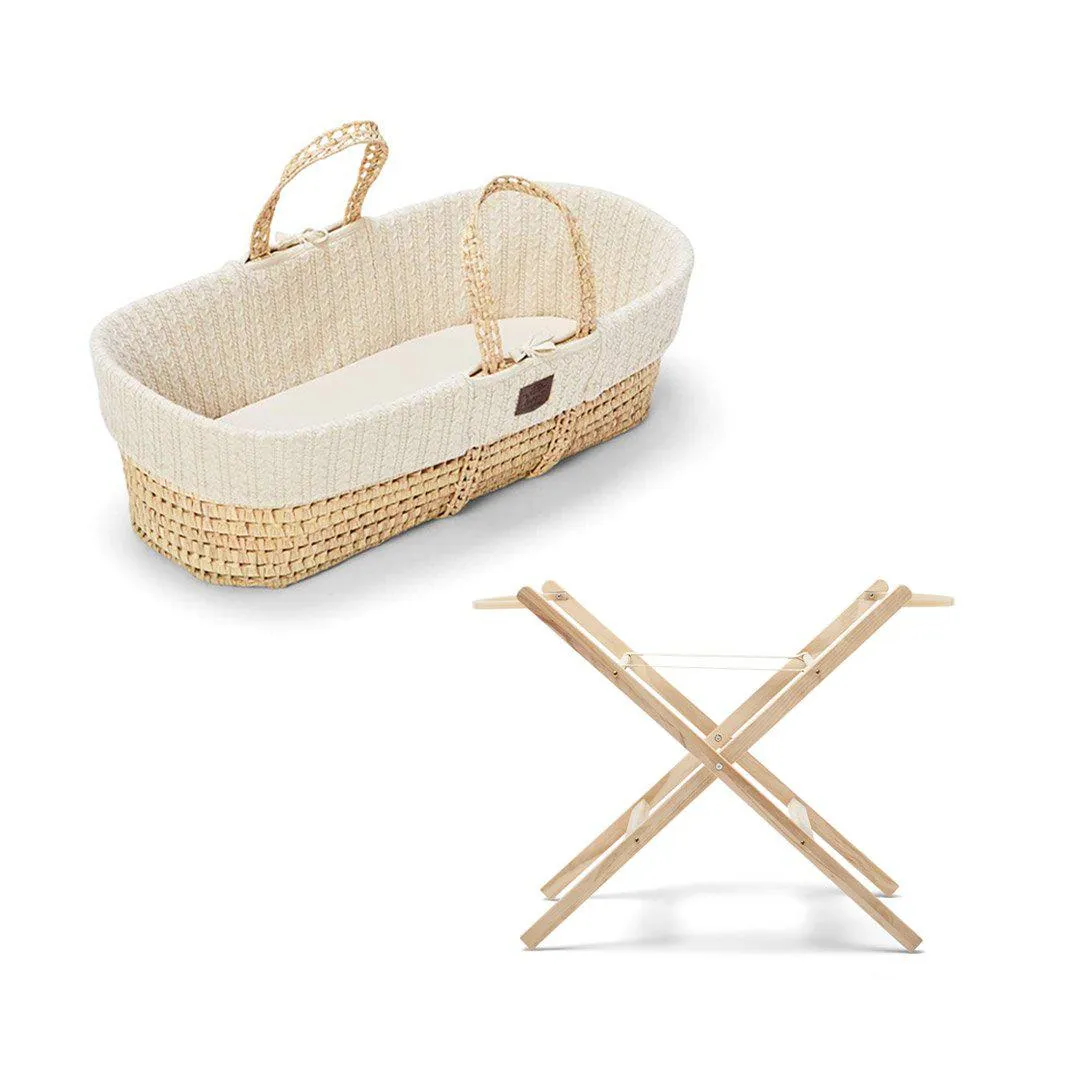 The Little Green Sheep Organic Knitted Moses Basket   Stand Bundle