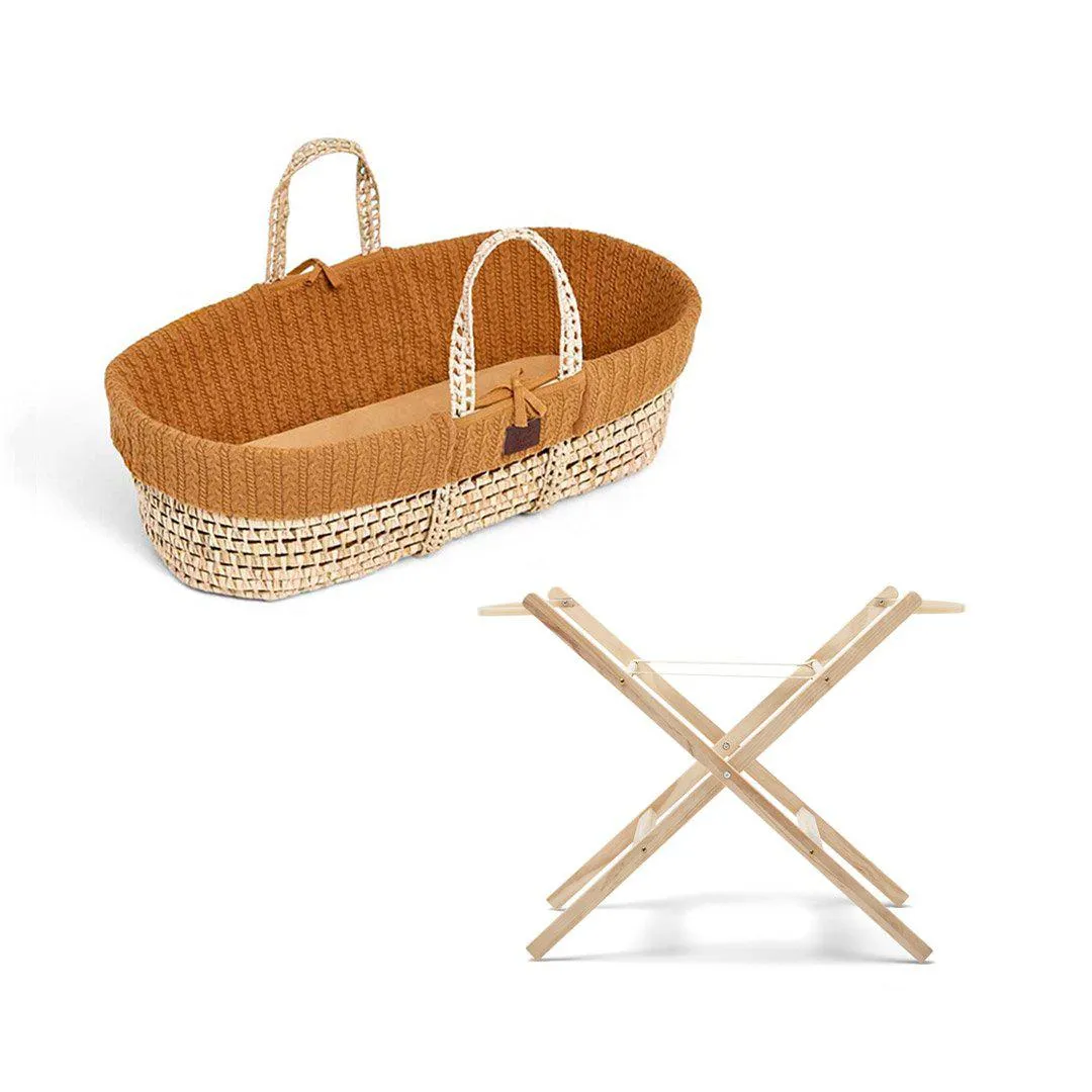 The Little Green Sheep Organic Knitted Moses Basket   Stand Bundle