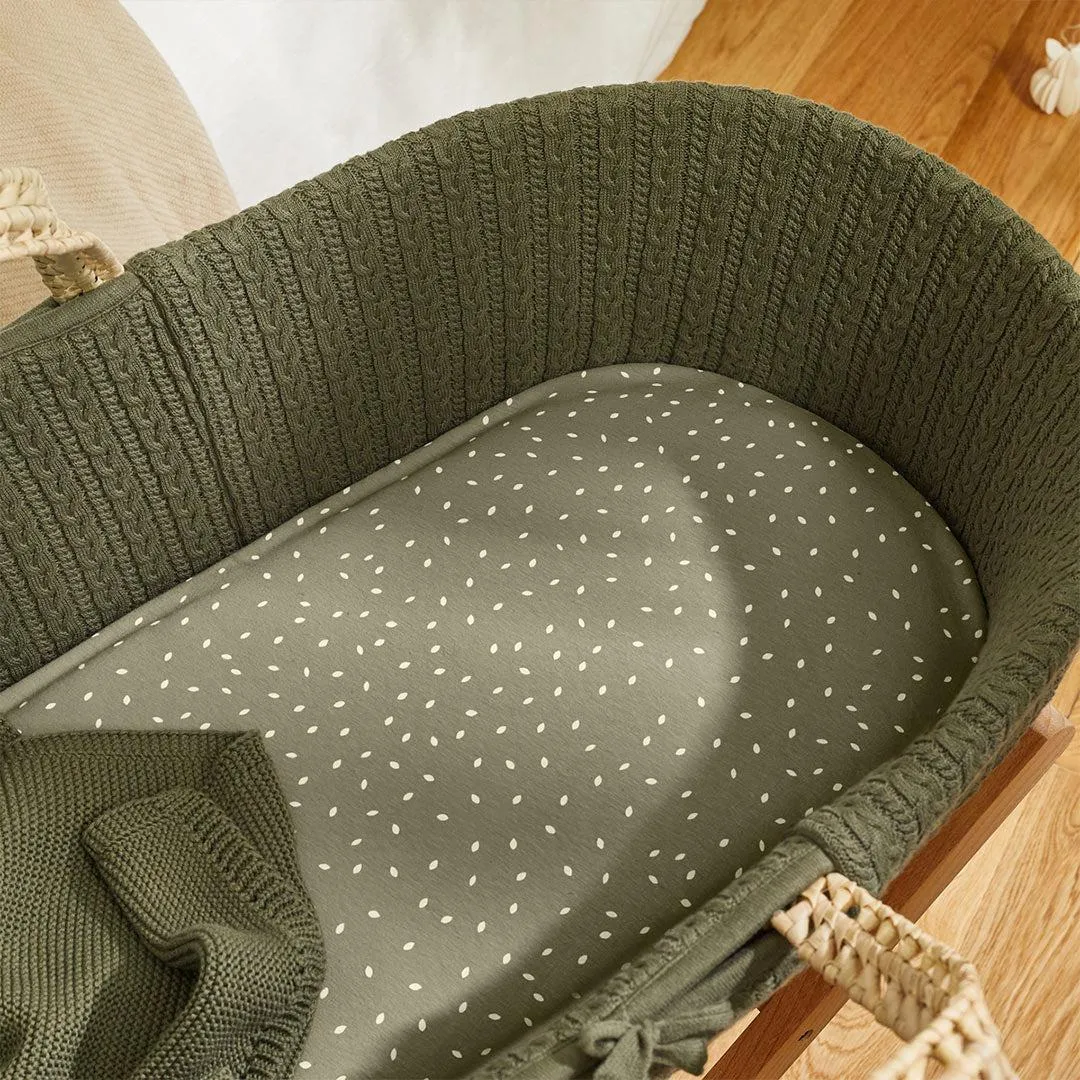 The Little Green Sheep Organic Moses Basket Fitted Sheet - Juniper Rice Print