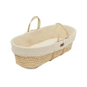 The Little Green Sheep Organic Wheat Knit Moses Basket   Mattress - Linen