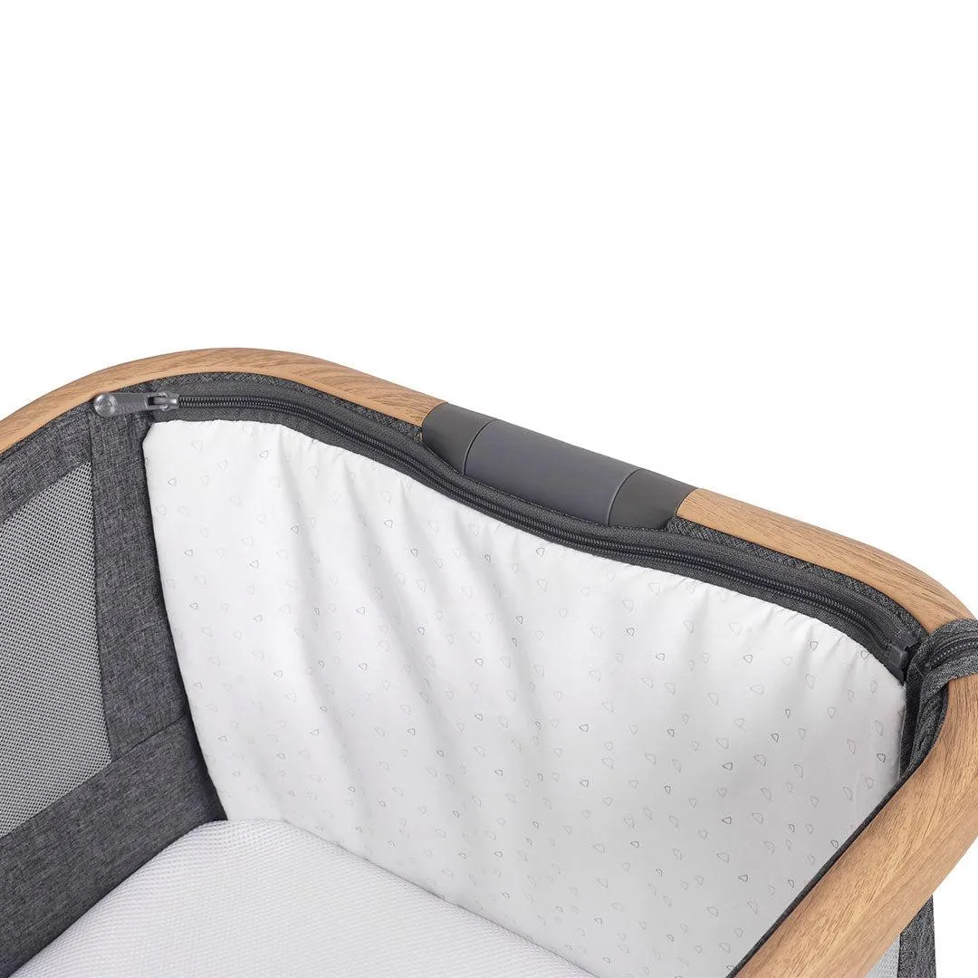 Tutti Bambini CoZee Air Bedside Crib - Oak and Charcoal