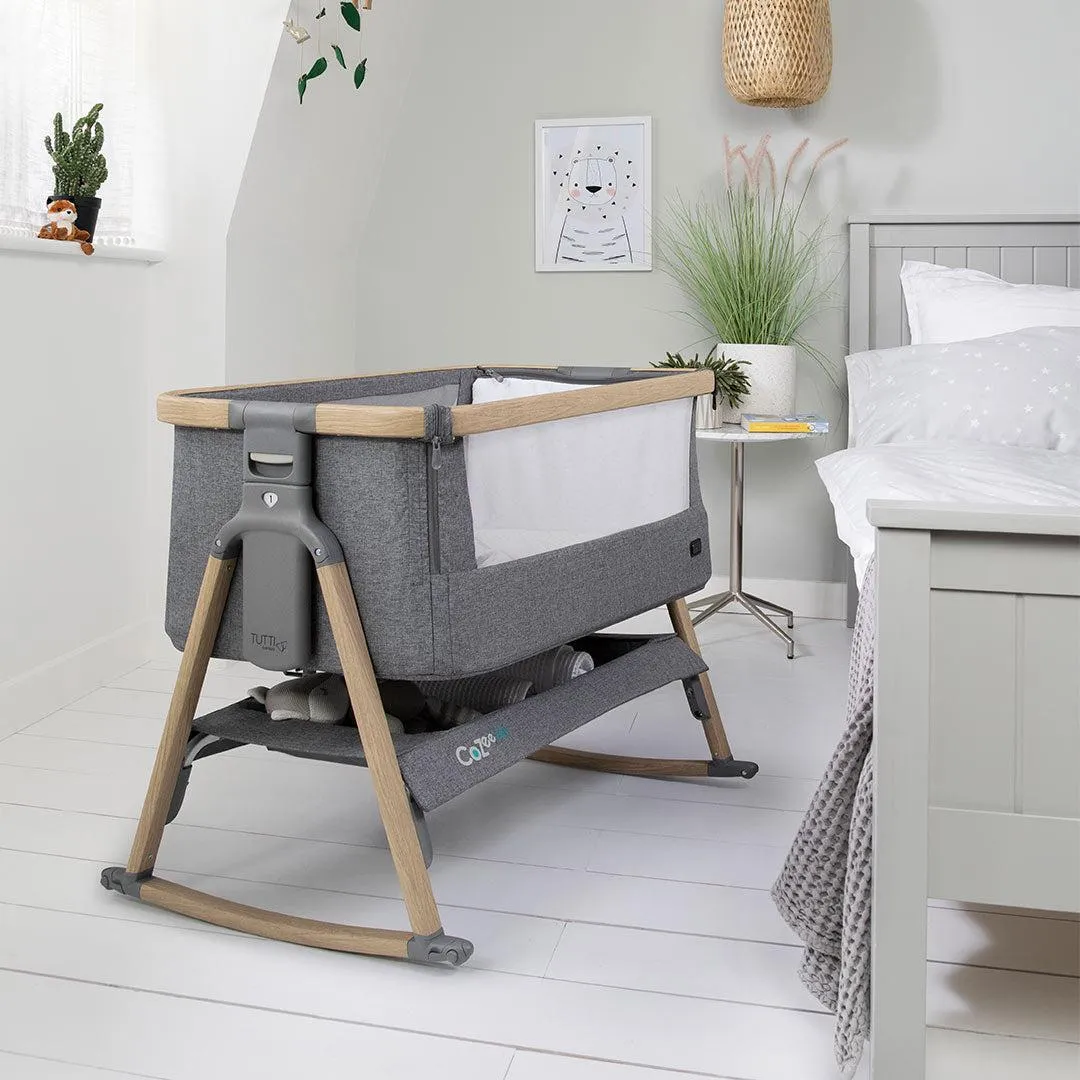Tutti Bambini CoZee Air Bedside Crib - Oak and Charcoal