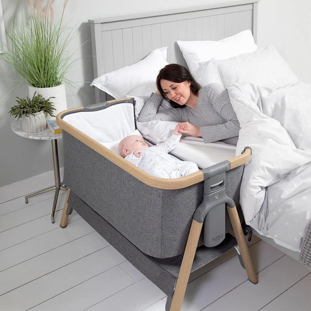 Tutti Bambini CoZee Bedside Crib - Oak and Charcoal