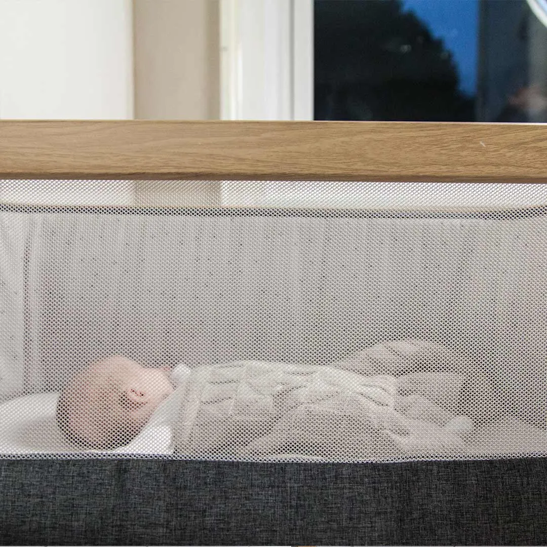 Tutti Bambini CoZee Bedside Crib - Oak and Charcoal