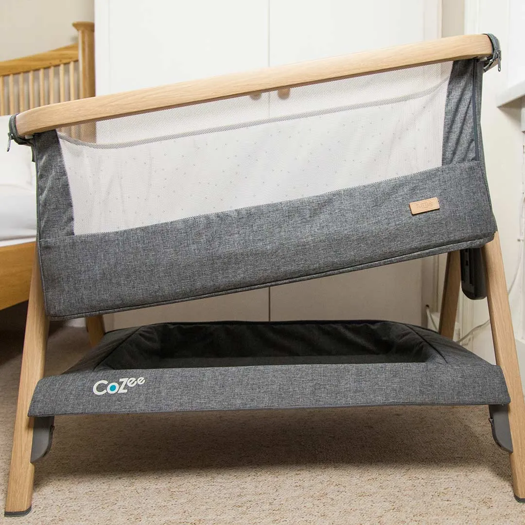 Tutti Bambini CoZee Bedside Crib - Oak and Charcoal