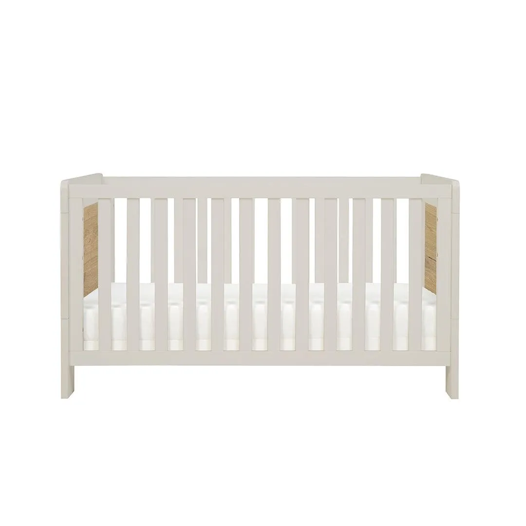 Tutti Bambini Essentials Alba Cot Bed - White Sand/ Distressed Oak