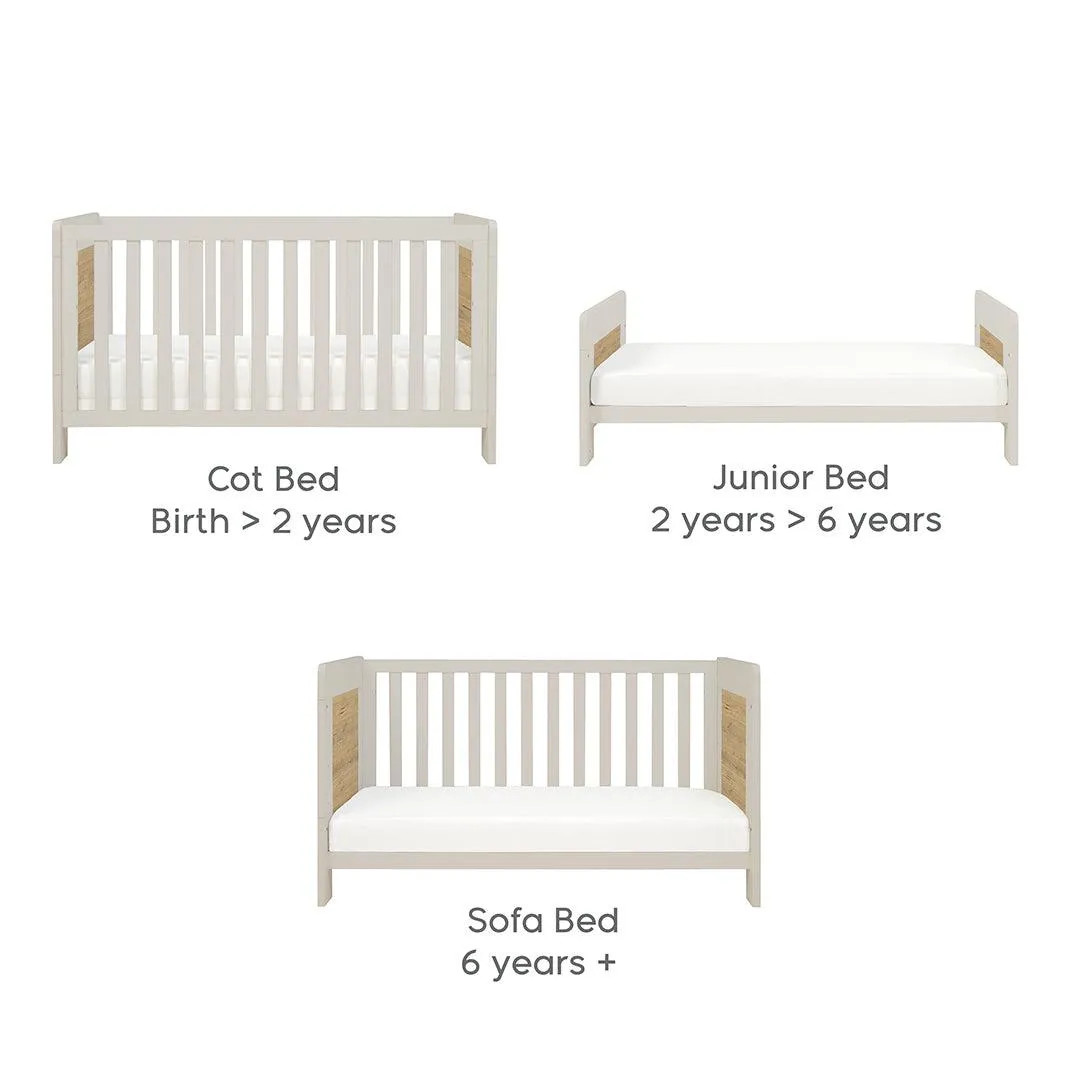 Tutti Bambini Essentials Alba Cot Bed - White Sand/ Distressed Oak