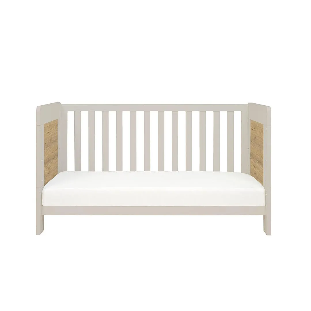 Tutti Bambini Essentials Alba Cot Bed - White Sand/ Distressed Oak