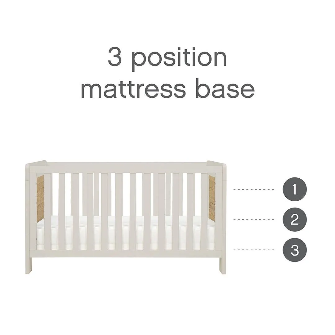 Tutti Bambini Essentials Alba Cot Bed - White Sand/ Distressed Oak