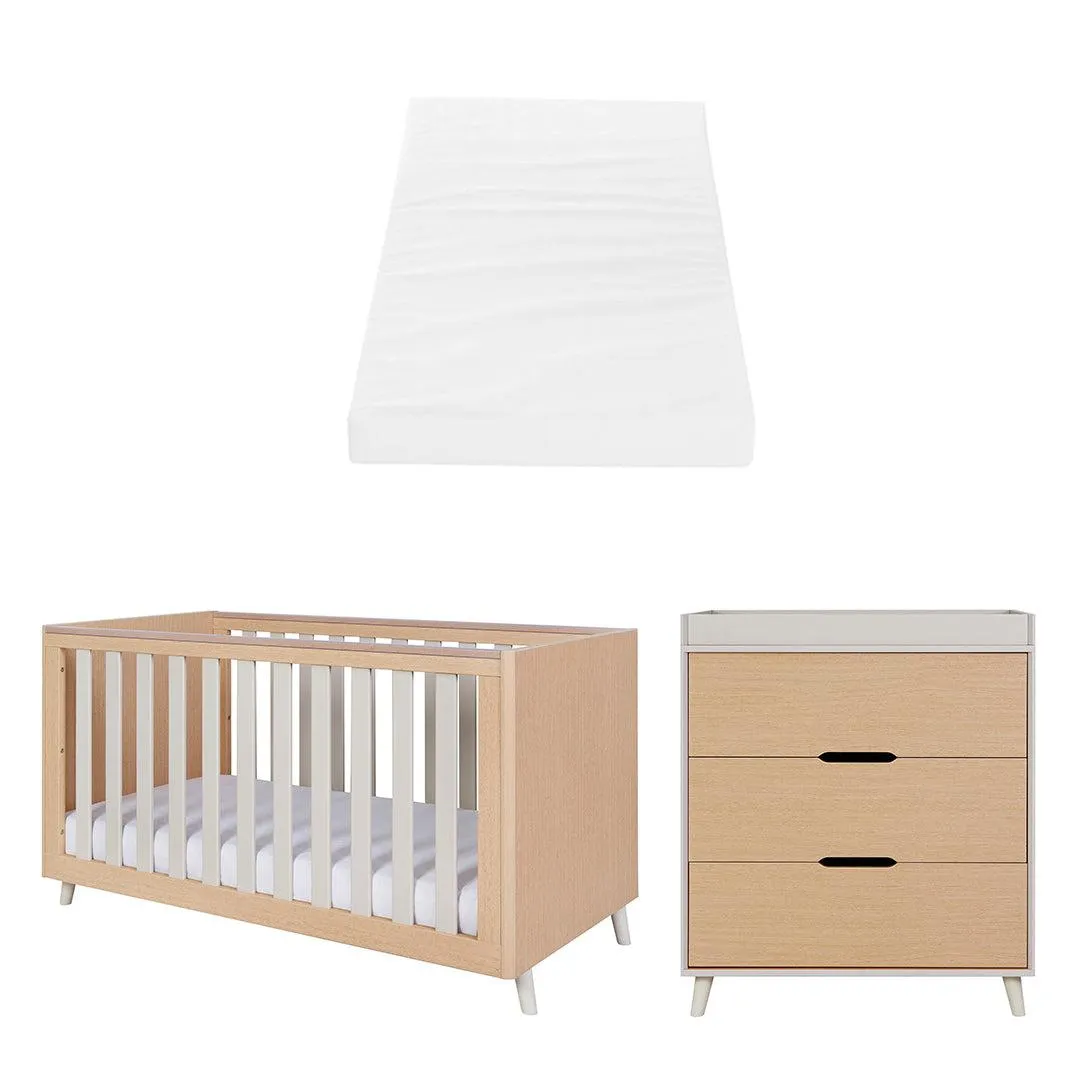 Tutti Bambini Fika 2 Piece Room Set - Light Oak/White Sand