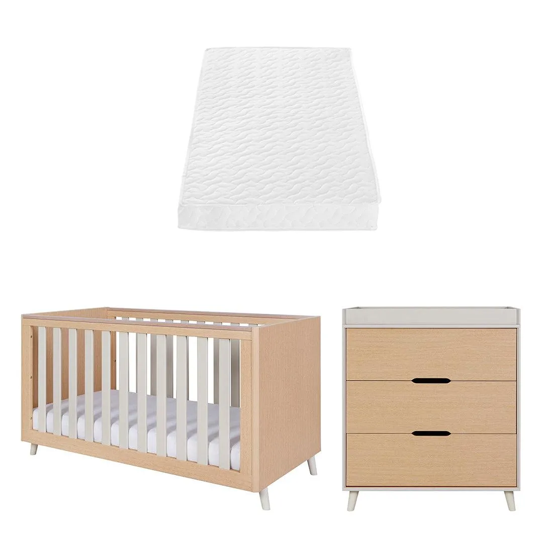 Tutti Bambini Fika 2 Piece Room Set - Light Oak/White Sand