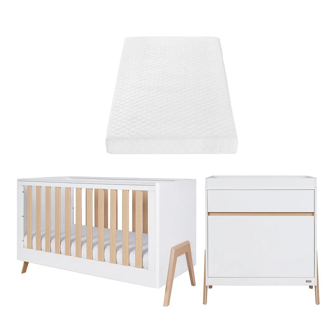Tutti Bambini Fika 2 Piece Room Set - White/Light Oak