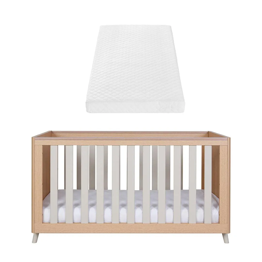 Tutti Bambini Fika Cot Bed - Light Oak/White Sand