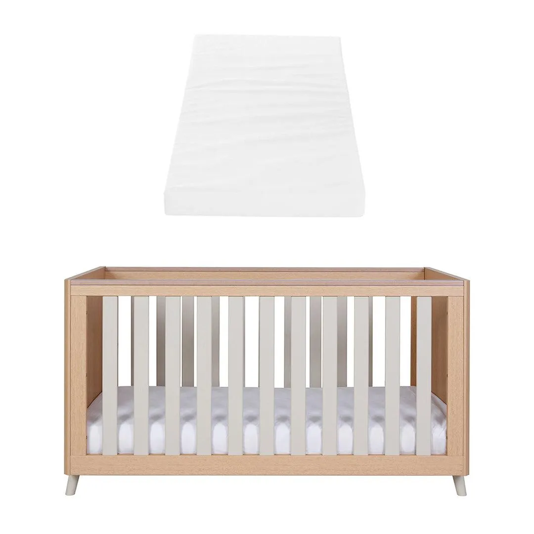 Tutti Bambini Fika Cot Bed - Light Oak/White Sand