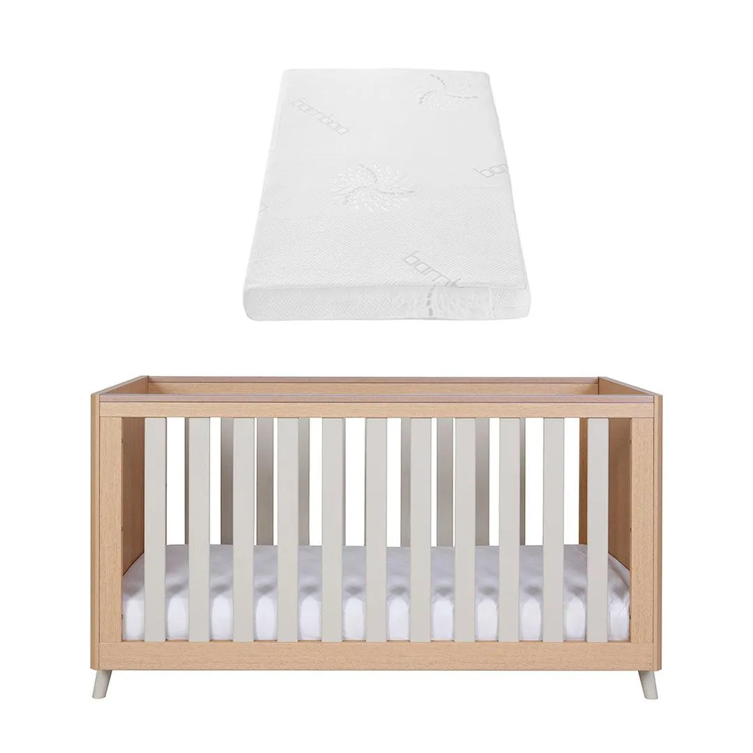 Tutti Bambini Fika Cot Bed - Light Oak/White Sand