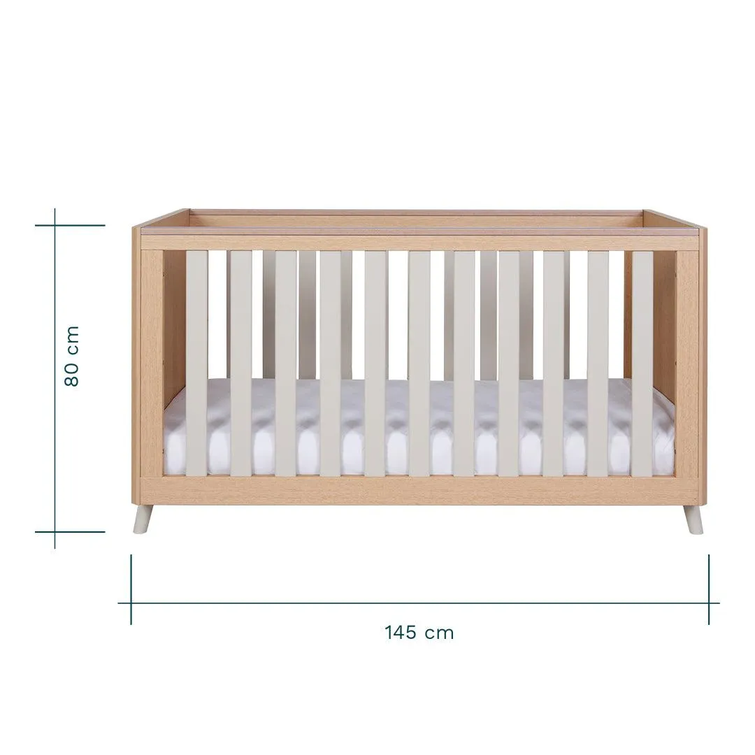 Tutti Bambini Fika Cot Bed - Light Oak/White Sand
