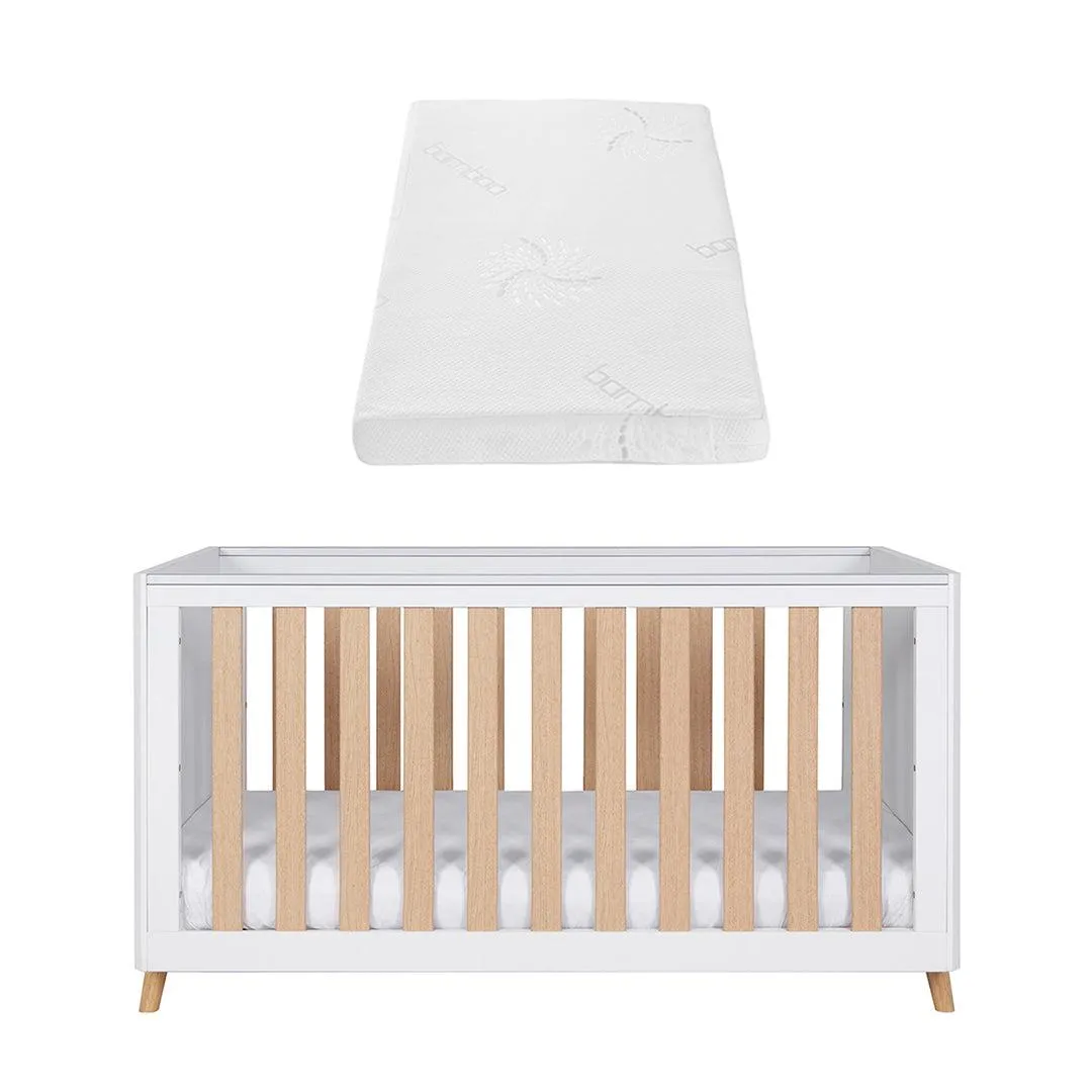 Tutti Bambini Fika Cot Bed - White/Light Oak