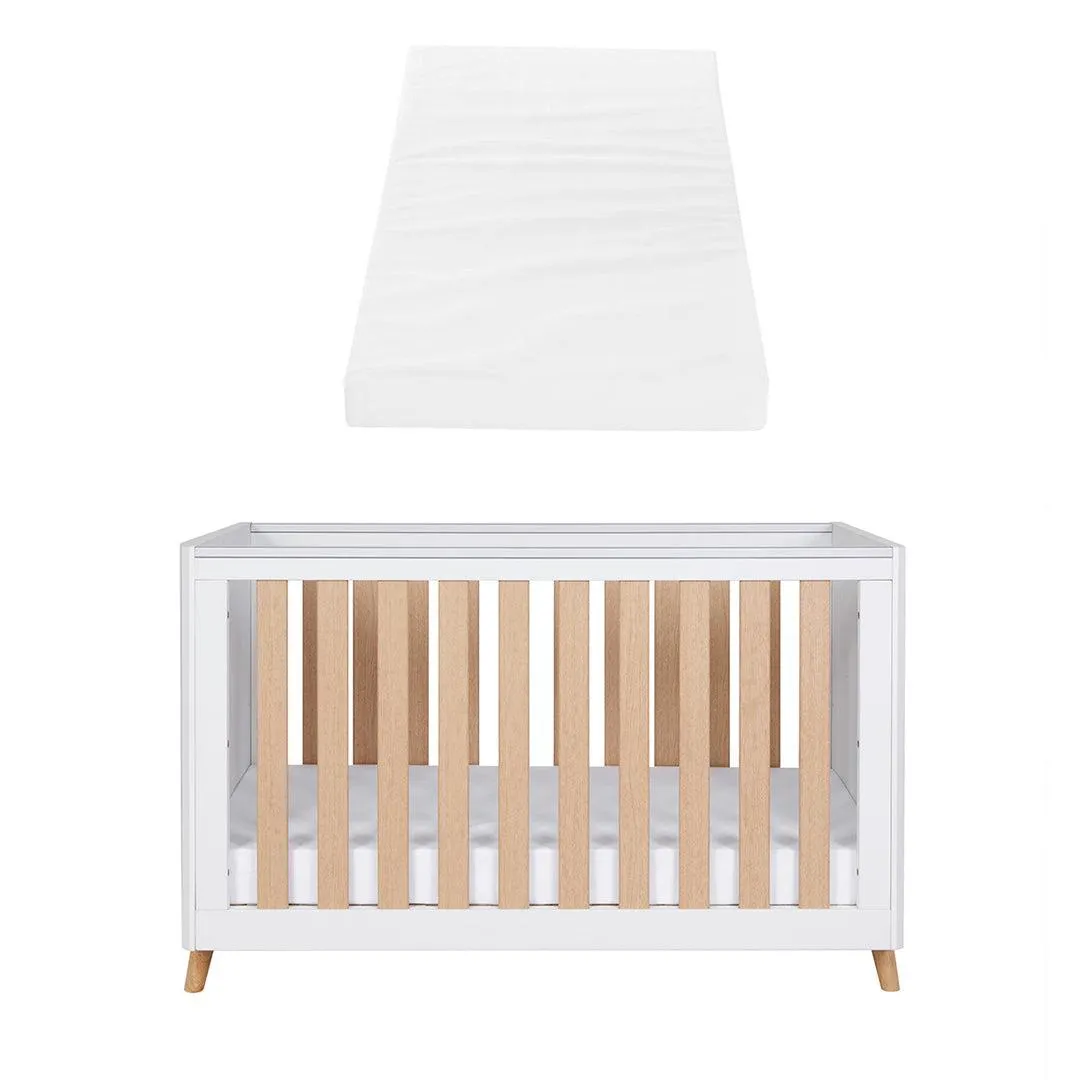 Tutti Bambini Fika Mini Cot Bed - White/Light Oak