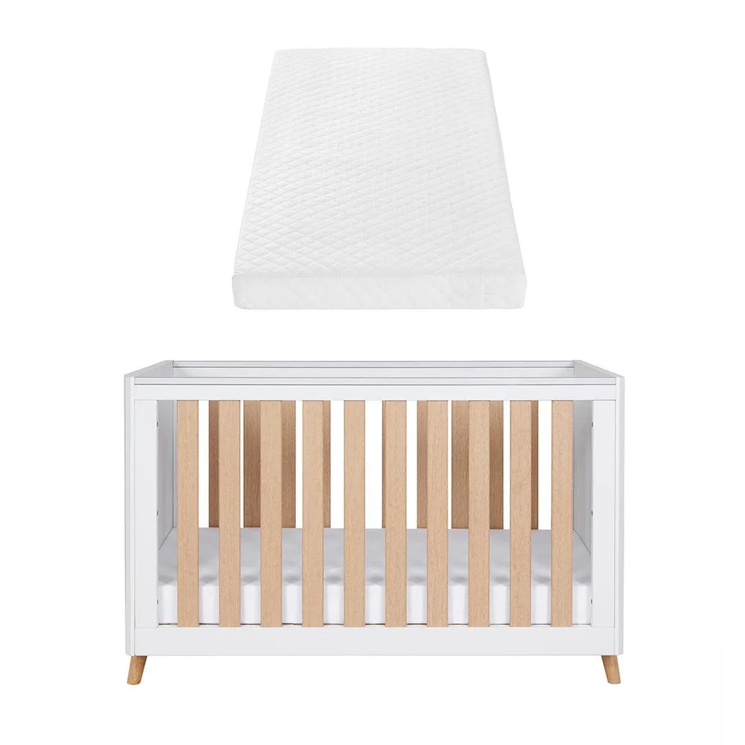 Tutti Bambini Fika Mini Cot Bed - White/Light Oak