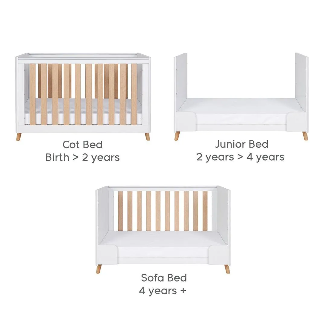 Tutti Bambini Fika Mini Cot Bed - White/Light Oak