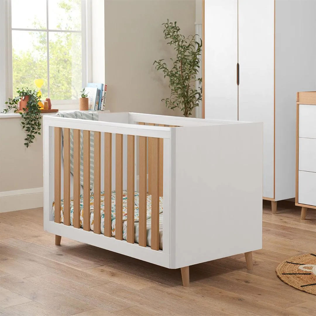 Tutti Bambini Fika Mini Cot Bed - White/Light Oak