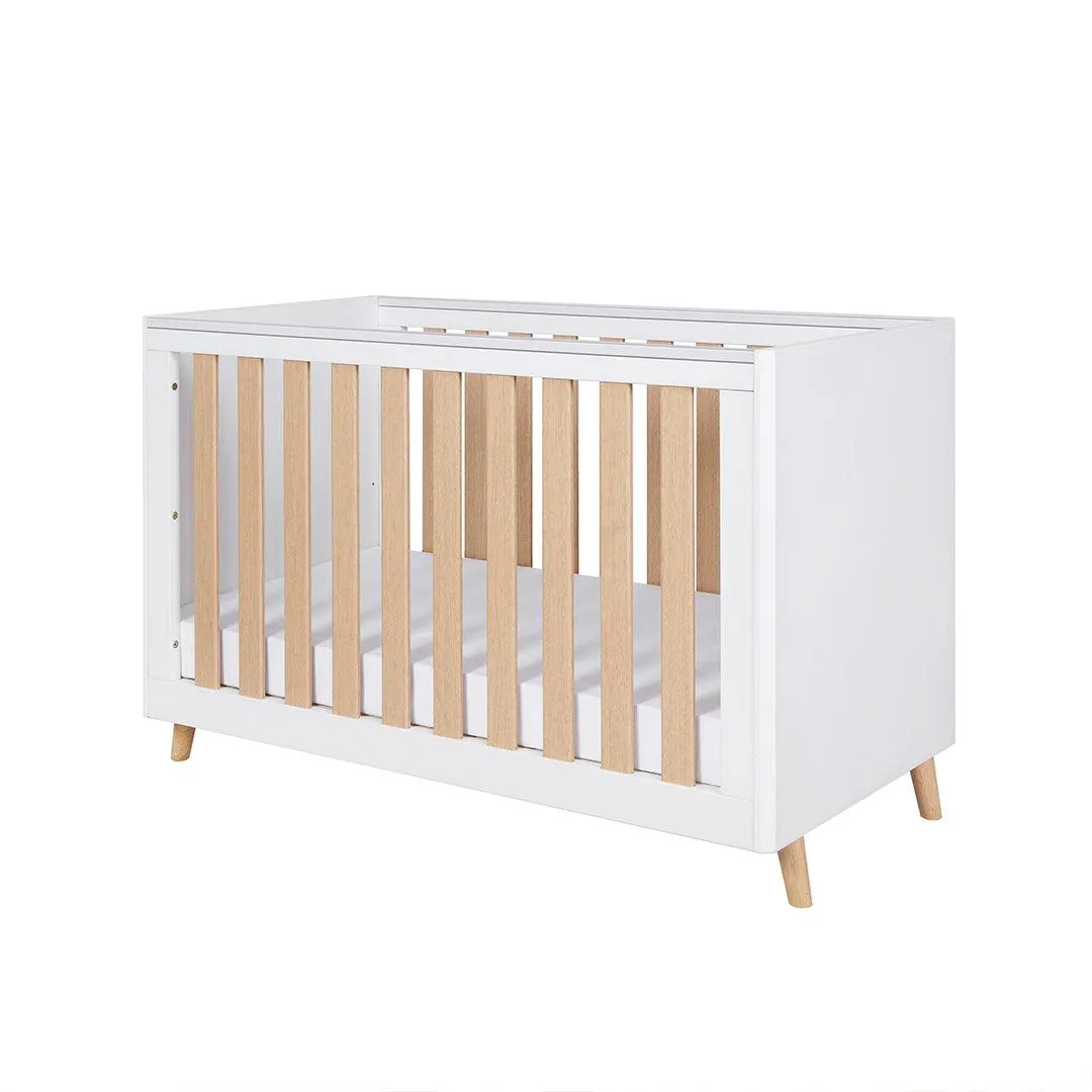Tutti Bambini Fika Mini Cot Bed - White/Light Oak