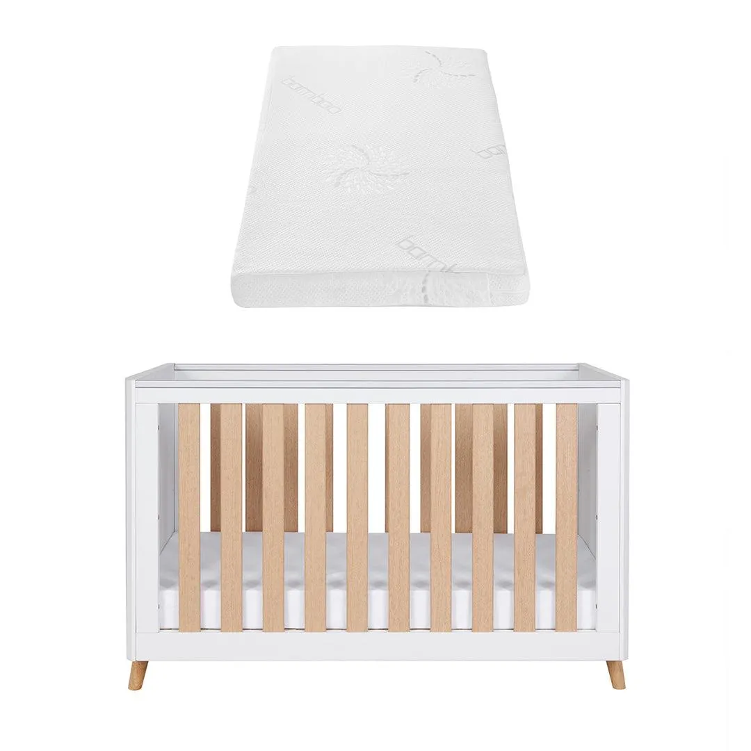 Tutti Bambini Fika Mini Cot Bed - White/Light Oak