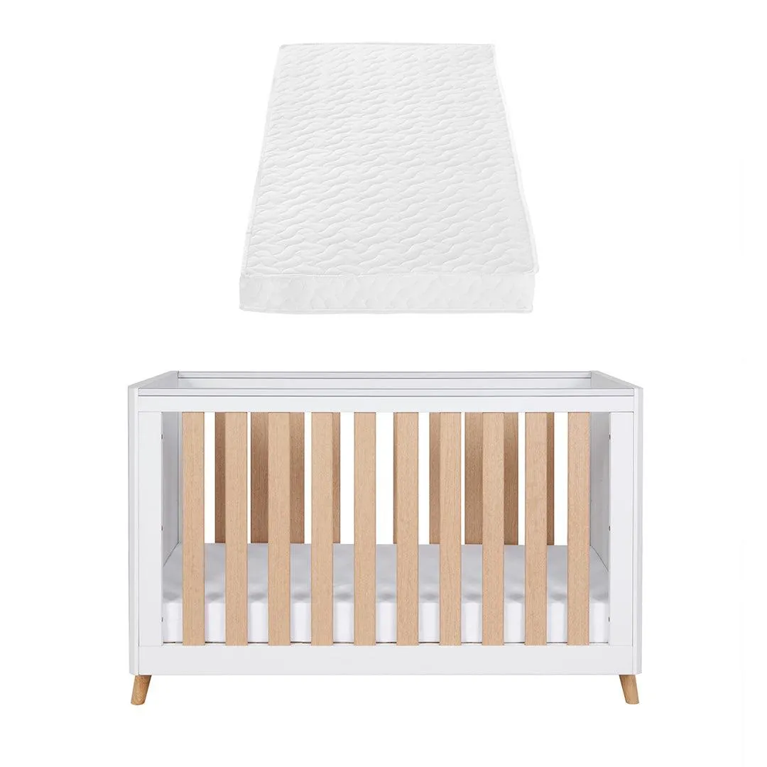 Tutti Bambini Fika Mini Cot Bed - White/Light Oak