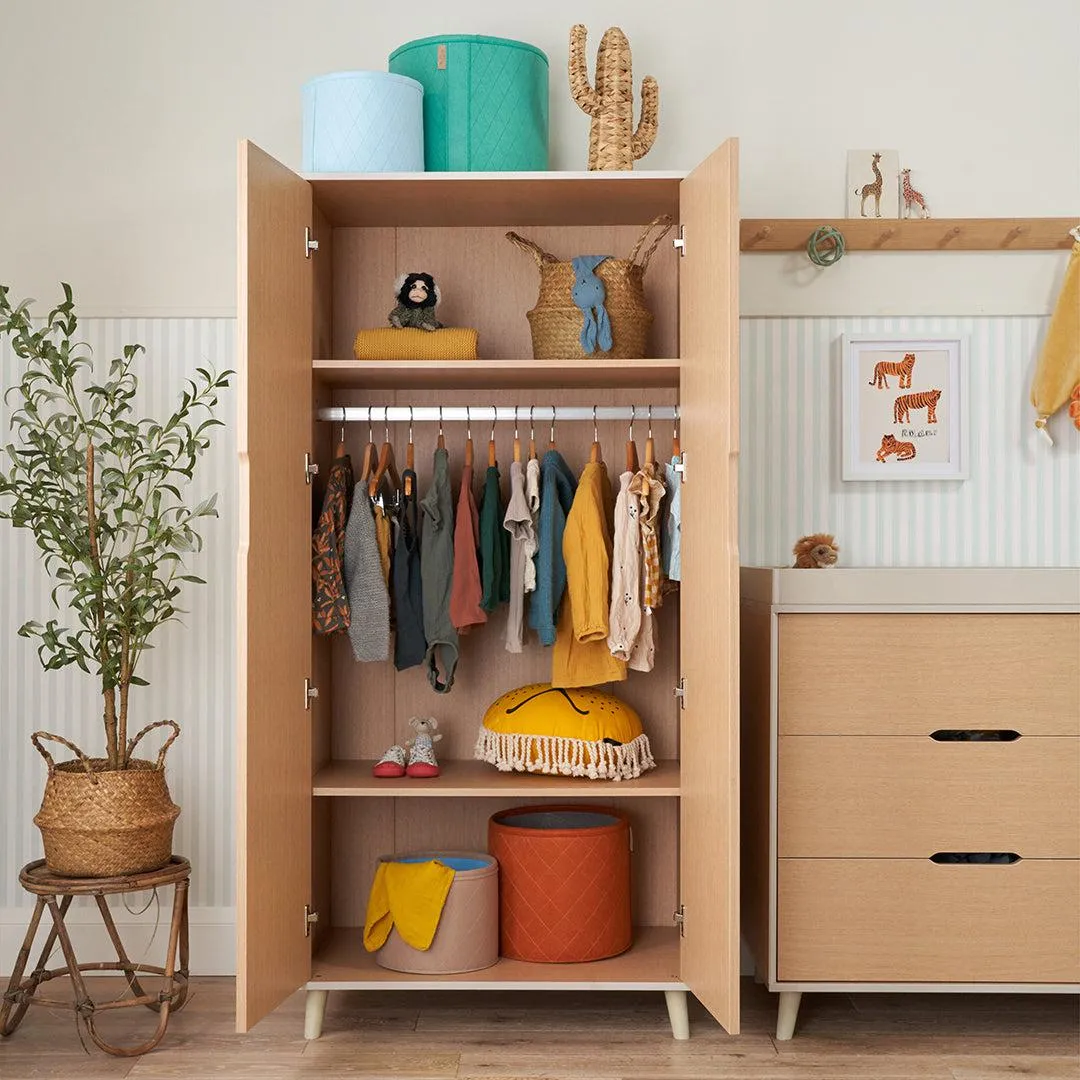 Tutti Bambini Fika Wardrobe - Light Oak/White Sand