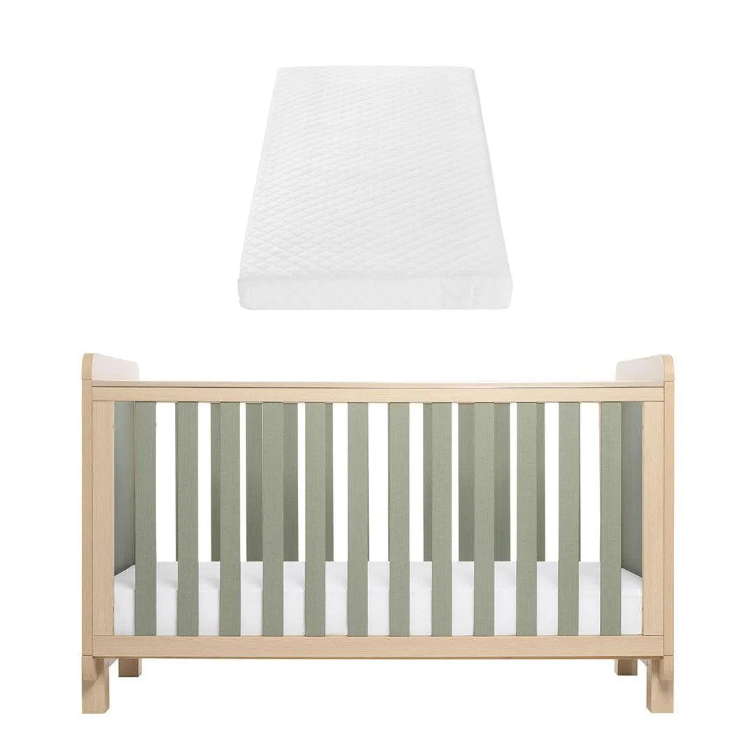 Tutti Bambini Kuba Cot Bed - Golden Oak / Sage Weave
