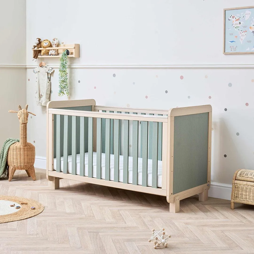 Tutti Bambini Kuba Cot Bed - Golden Oak / Sage Weave