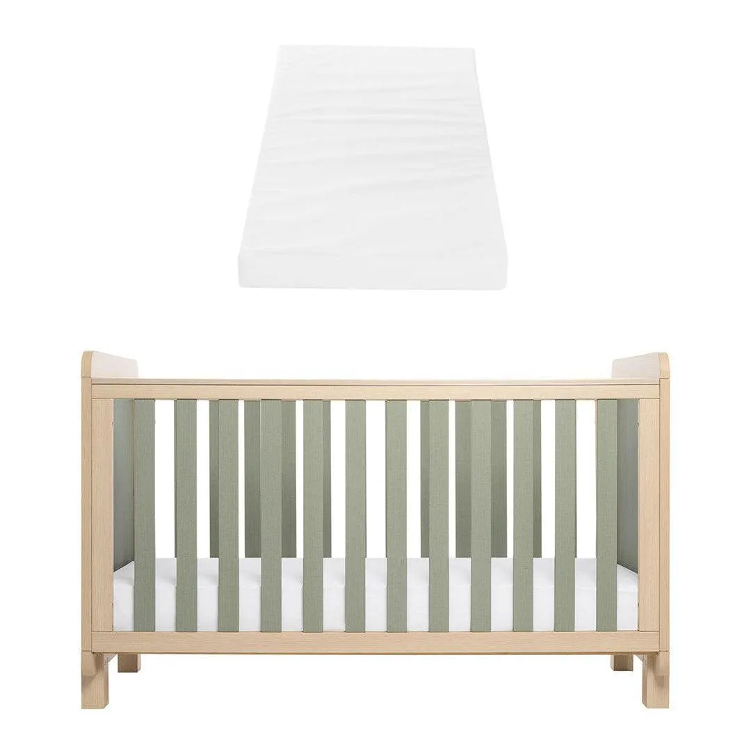 Tutti Bambini Kuba Cot Bed - Golden Oak / Sage Weave