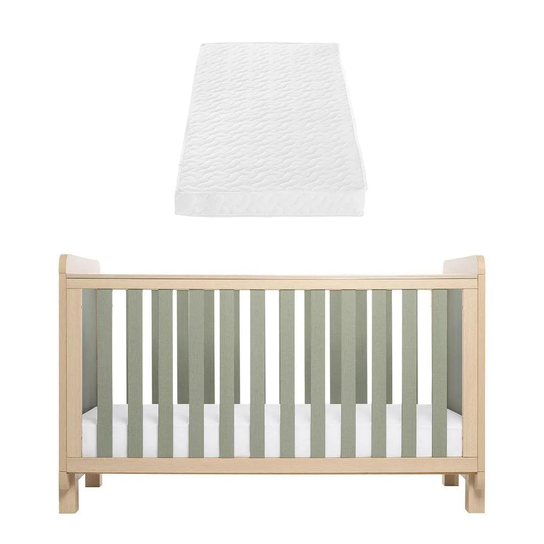 Tutti Bambini Kuba Cot Bed - Golden Oak / Sage Weave