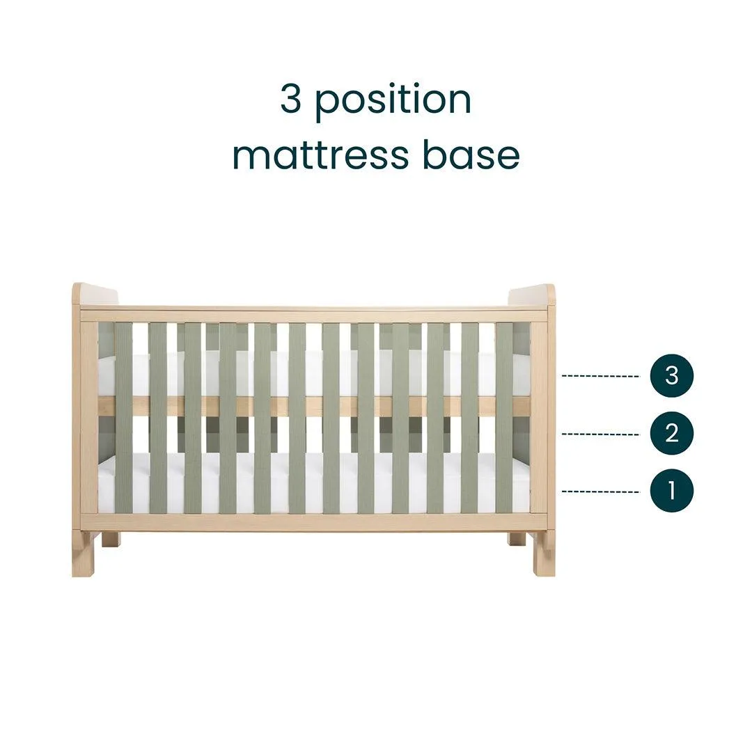 Tutti Bambini Kuba Cot Bed - Golden Oak / Sage Weave